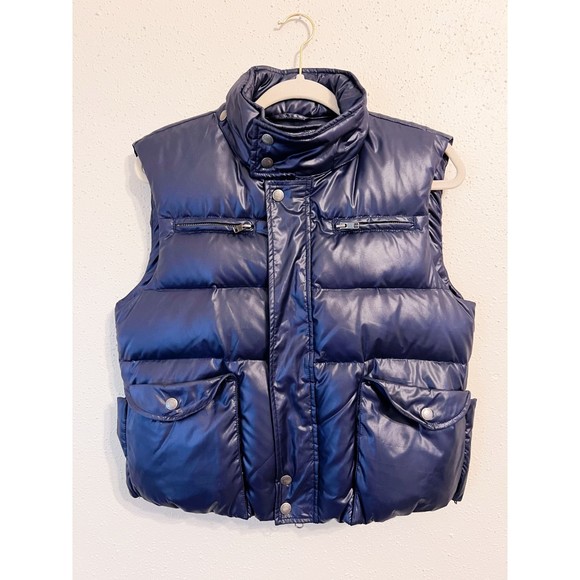 SEE BY CHLOÉ Navy Sleeveless Down Jacket Puff Vest Elastic Waist Size 8 - Picture 8 of 12